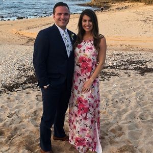 Floral, high slit with low back dress